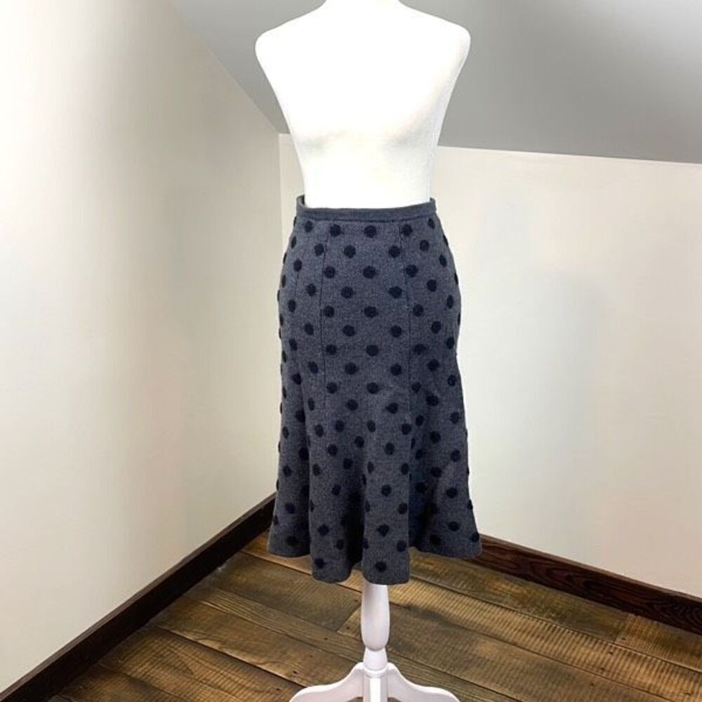 Thakoon Polka Dot Grey and Black Wool Blend Knit Skirt Size Small
